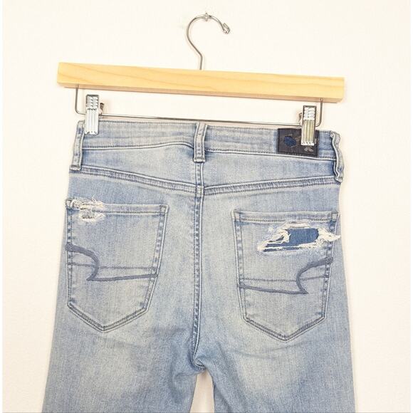 American Eagle Light Wash Super High Rise Super Stretch Jeggings Size 0 - Picture 5 of 8